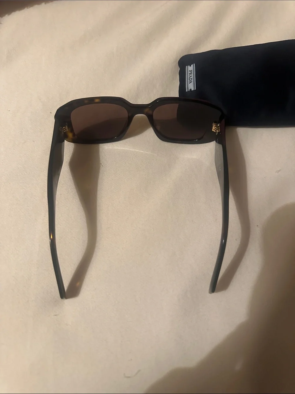 Prada Brown Tortoise Rectangular Sunglasses with Pouch